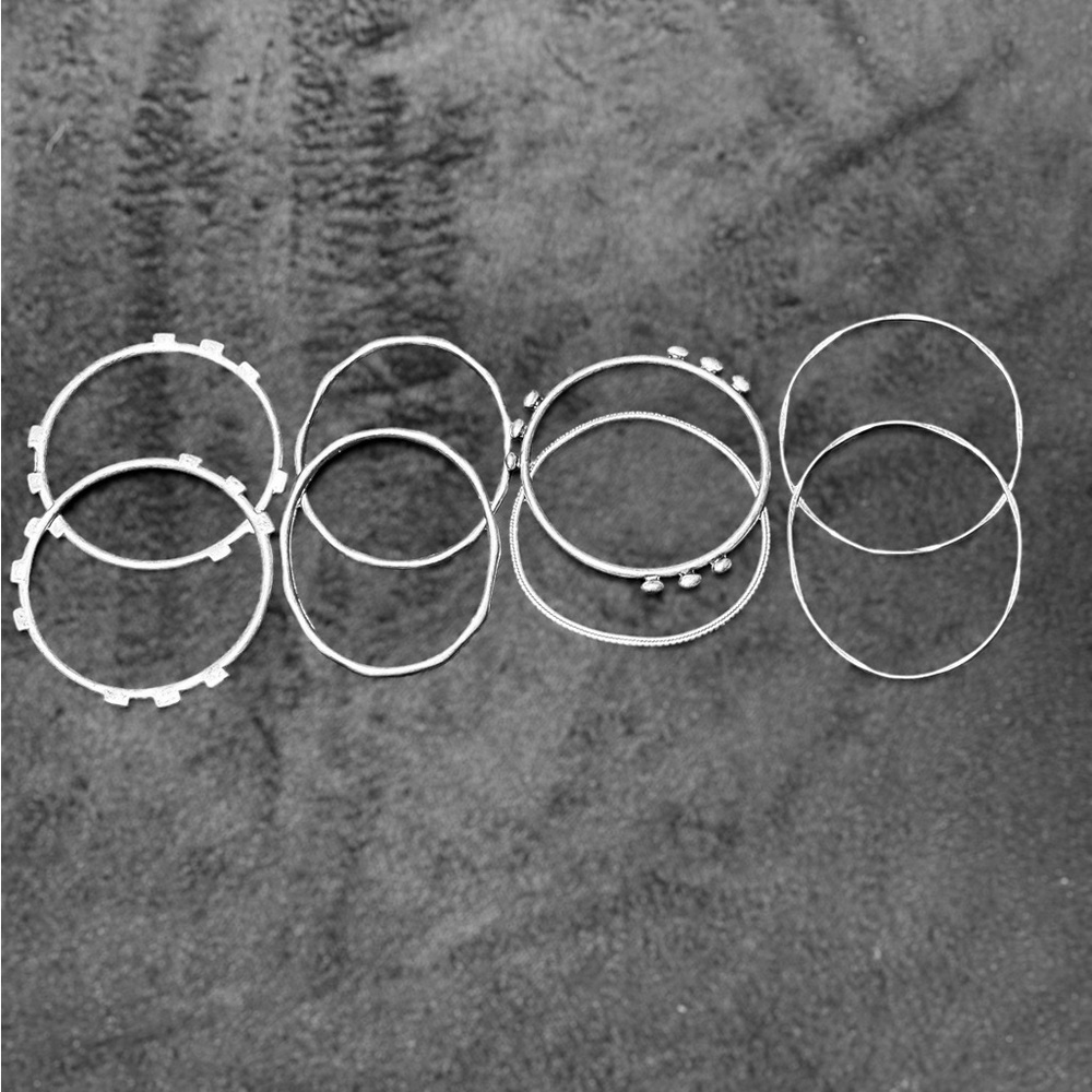 Eight Assorted Pattern Metal Bracelets Silver Wom… - image 5